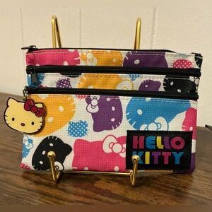 Sanrio Vintage 2007 Zip Hello Kitty Nylon Pencil Pouch Organizational Small Bag